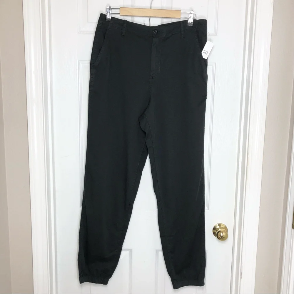 Gap Cotton Blend Charcoal Elastic Back Waist Girlfriend Joggers Pants casual 12T - Picture 2 of 14